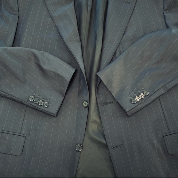 CANALI Black Pinstripe Wool Blazer Size 50R - Picture 7 of 7
